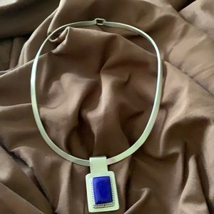 925 TA-223 chunky collar necklace w lapis pendant